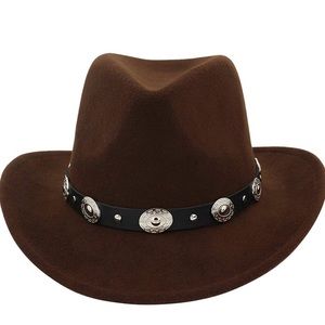 Brown Belted Western embellished Cowboy Hat